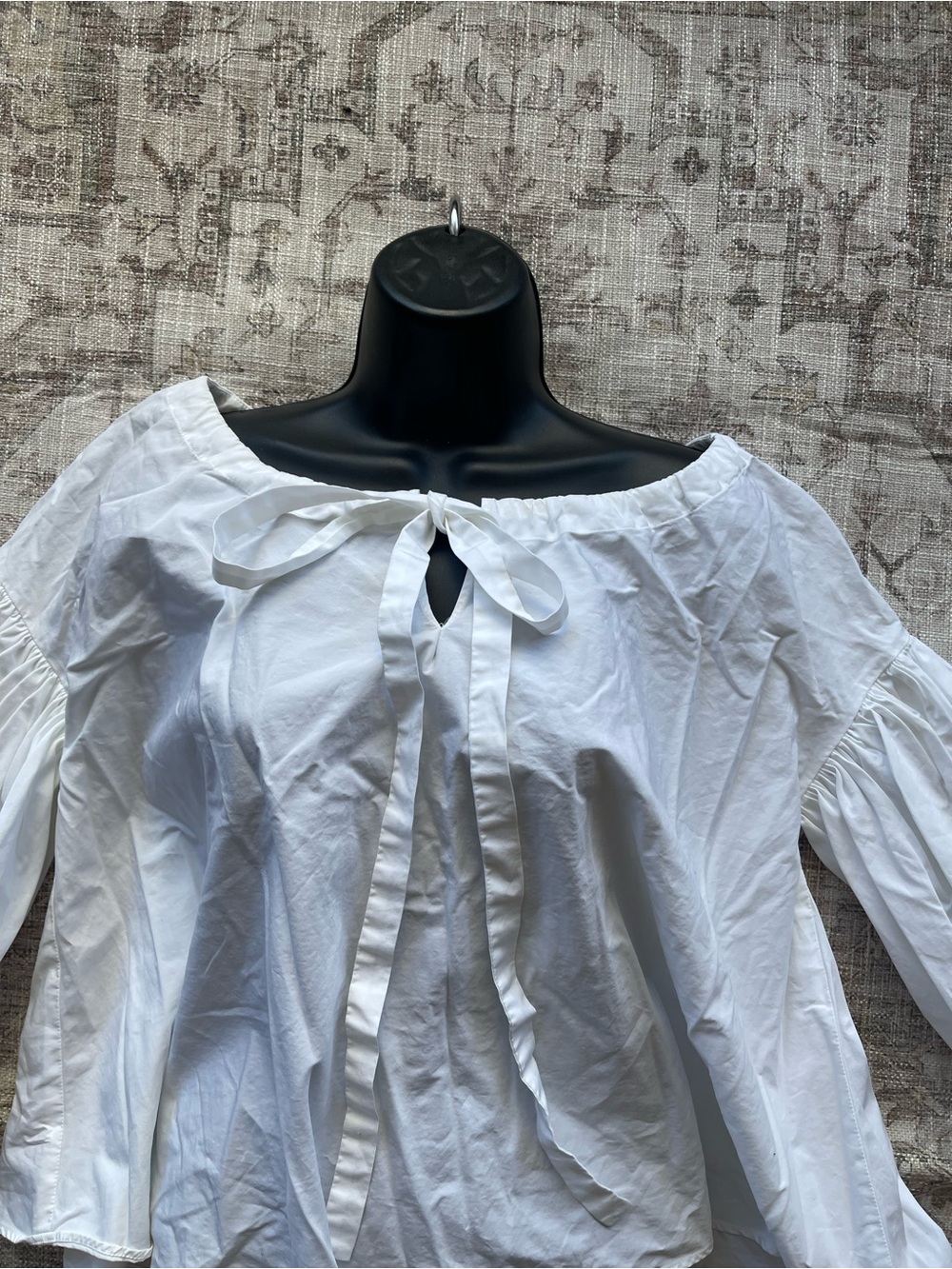 Aspesi White Off-Shoulder Balloon-Sleeve Romantic Cottagecore Tie Blouse - Picture 8 of 9